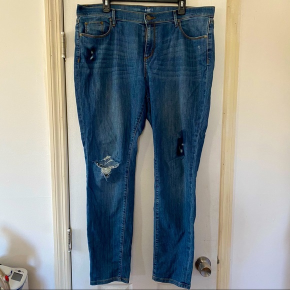 Denim - LOFT Modern Skinny Distressed Jeans 16 EUC